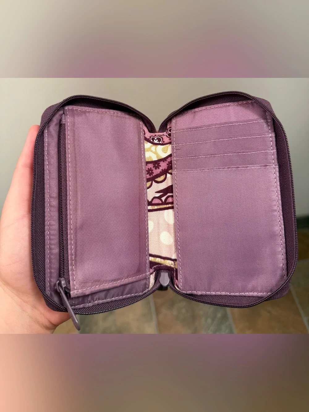 thirty-one Purple Patterned Quilted Wristlet with Removable Strap